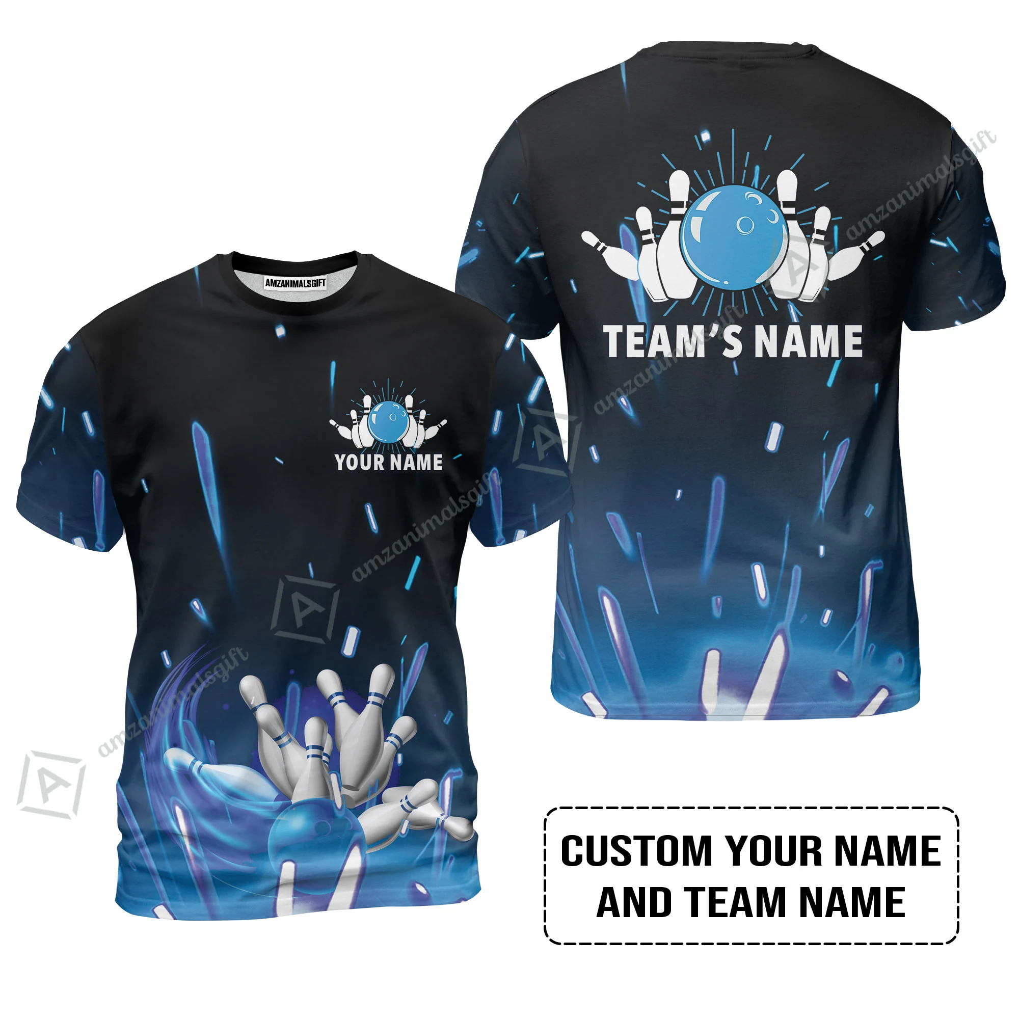 Bowling Men Polo Shirt Custom Name - Blue Bowling Personalized Bowling Polo Shirt - Gift For Friend, Family, Bowling Lovers - Image 9