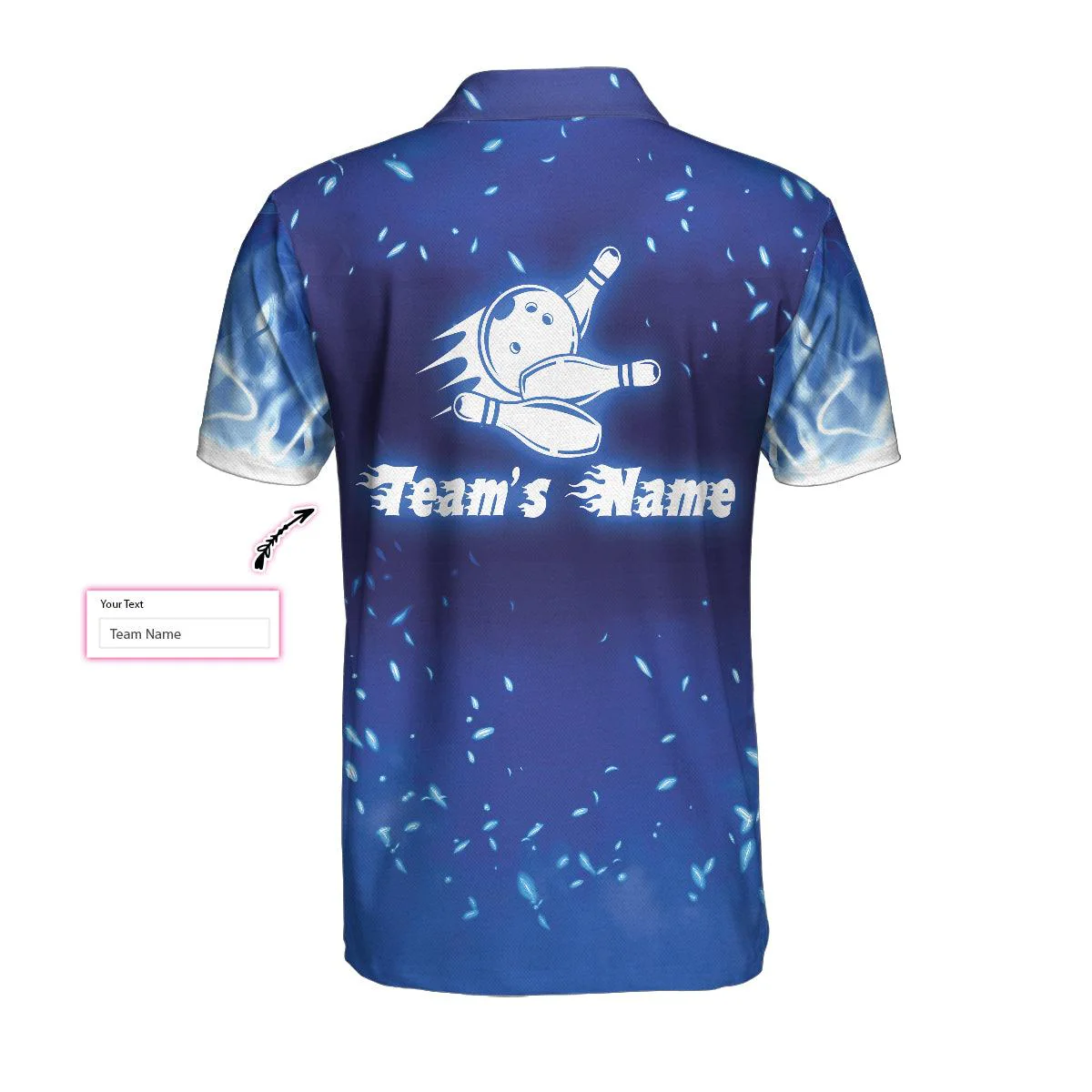 Bowling Men Polo Shirt Custom Name - Bowling On Blue Fire Personalized Bowling Polo Shirt - Gift For Friend, Family, Bowling Lovers - Image 3
