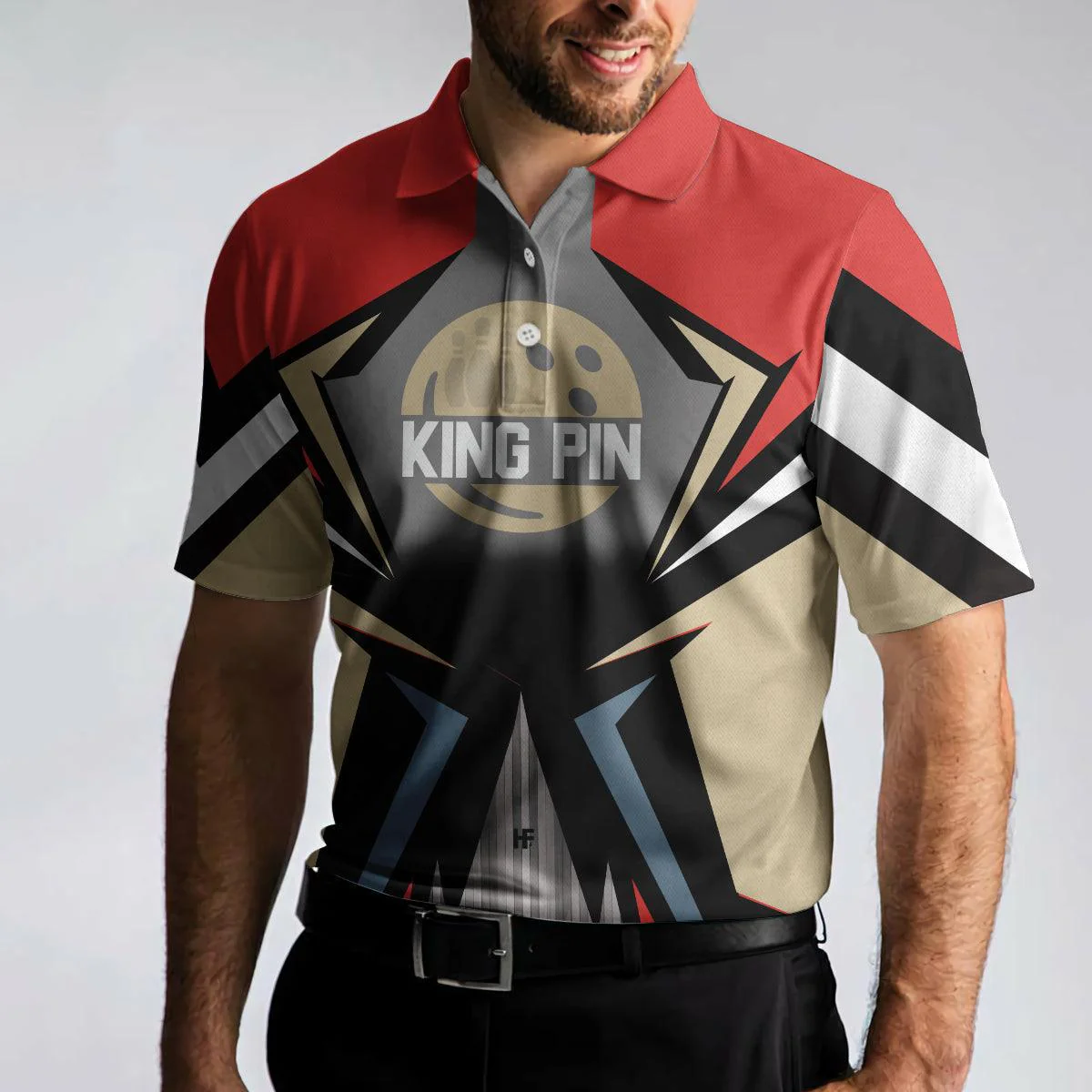 Bowling Men Polo Shirt Custom Name - King Pin Bowling Personalized Bowling Polo Shirt - Perfect Gift For Friend, Family, Bowling Lovers - Image 3