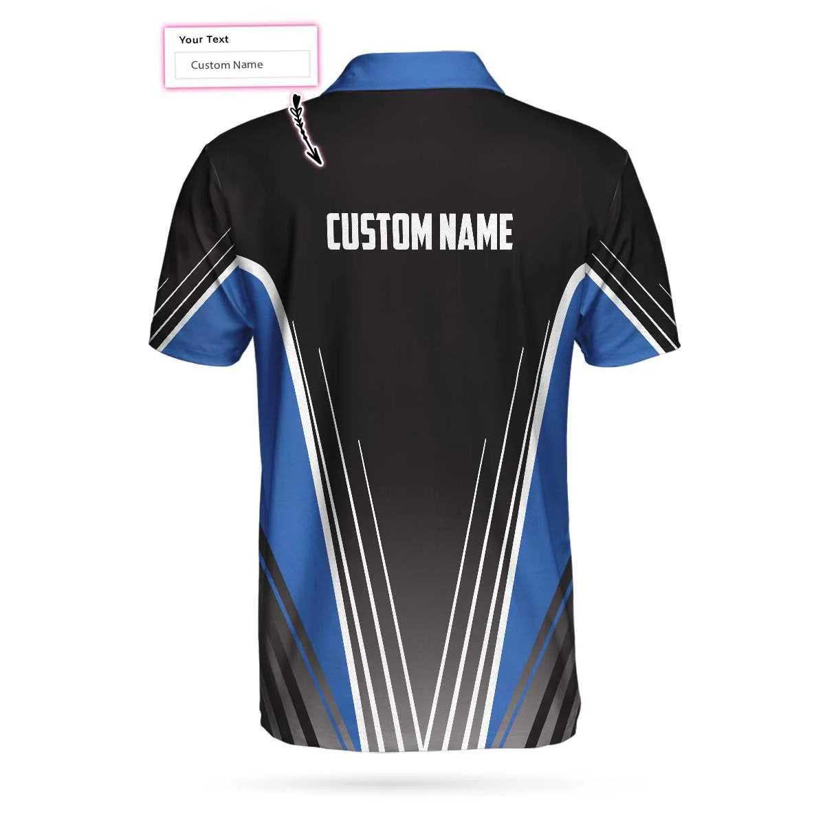 Bowling Men Polo Shirt Custom Name - Ten Pin Bowling Shirt, Black And Blue Bowling Personalized Bowling Polo Shirt - Gift For Friend, Family, Bowling Lovers - Image 2