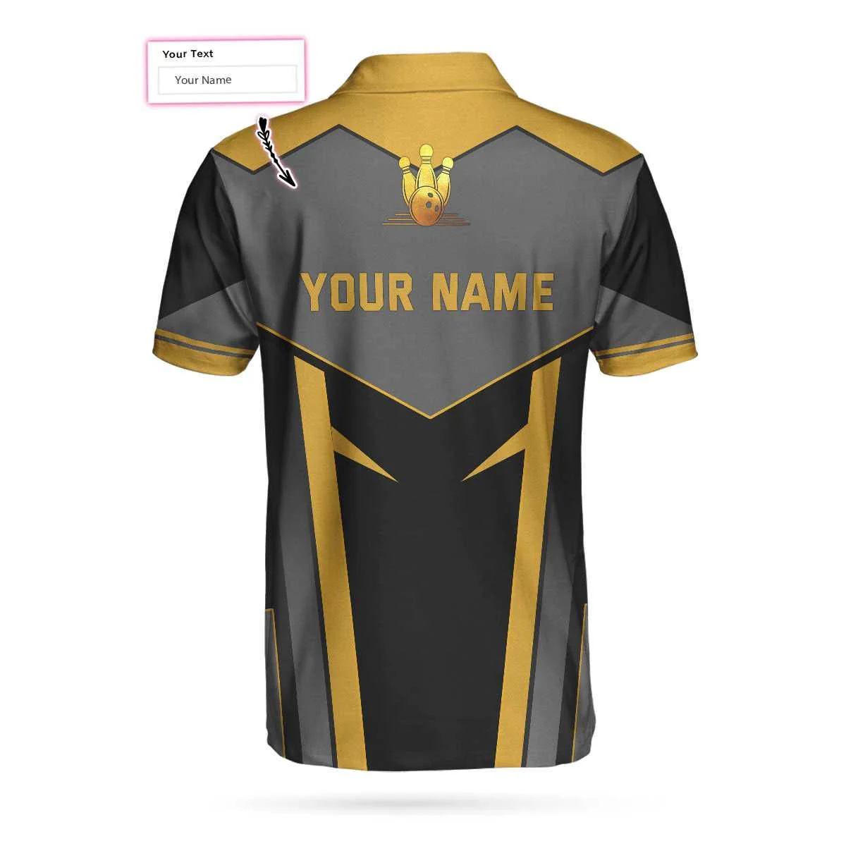 Bowling Men Polo Shirt Custom Team Name - Golden Bowling Personalized Bowling Polo Shirt - Gift For Friend, Family, Bowling Lovers - Image 3