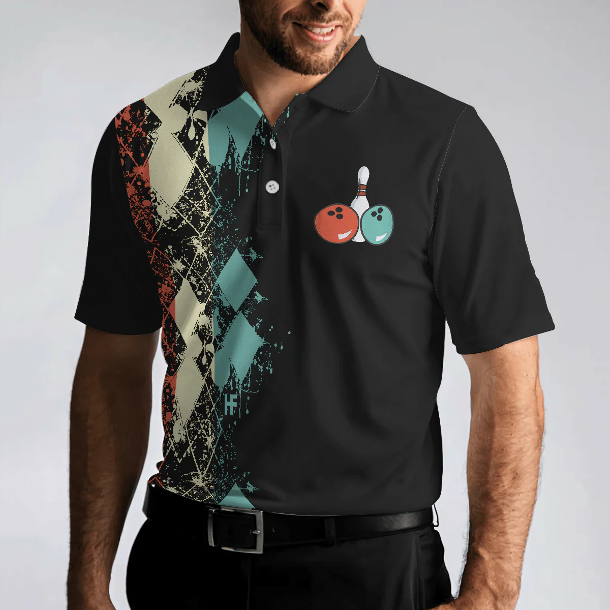Bowling Men Polo Shirt - Does This Shirt Make My Ball Look Big, Unique Argyle Pattern Bowling Polo Shirt - Gift For Friend, Family, Bowling Lovers - Image 6