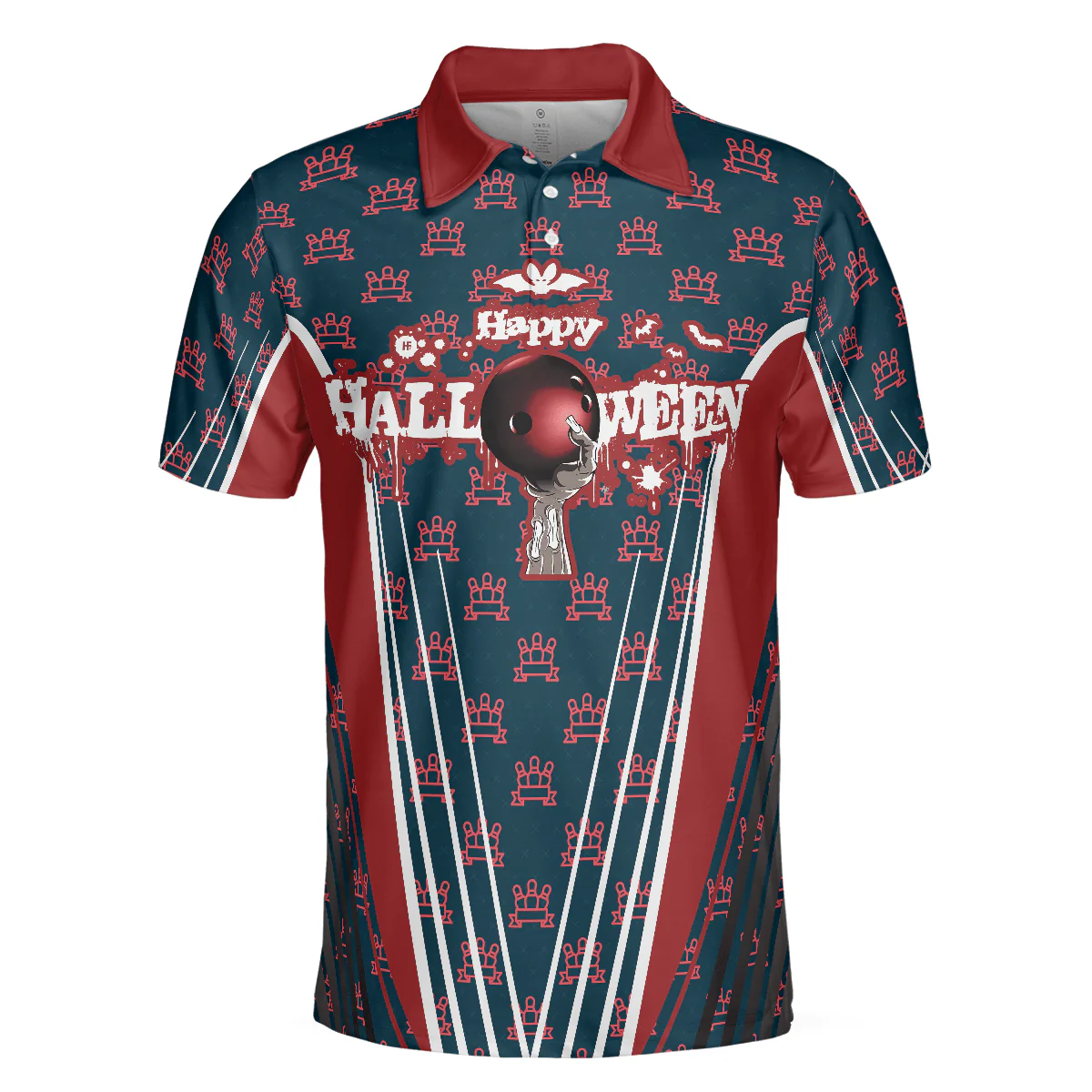 Bowling Men Polo Shirt - Happy Halloween And Happy Bowling Polo Shirt - Gift For Friend, Family, Bowling Lovers - Image 4