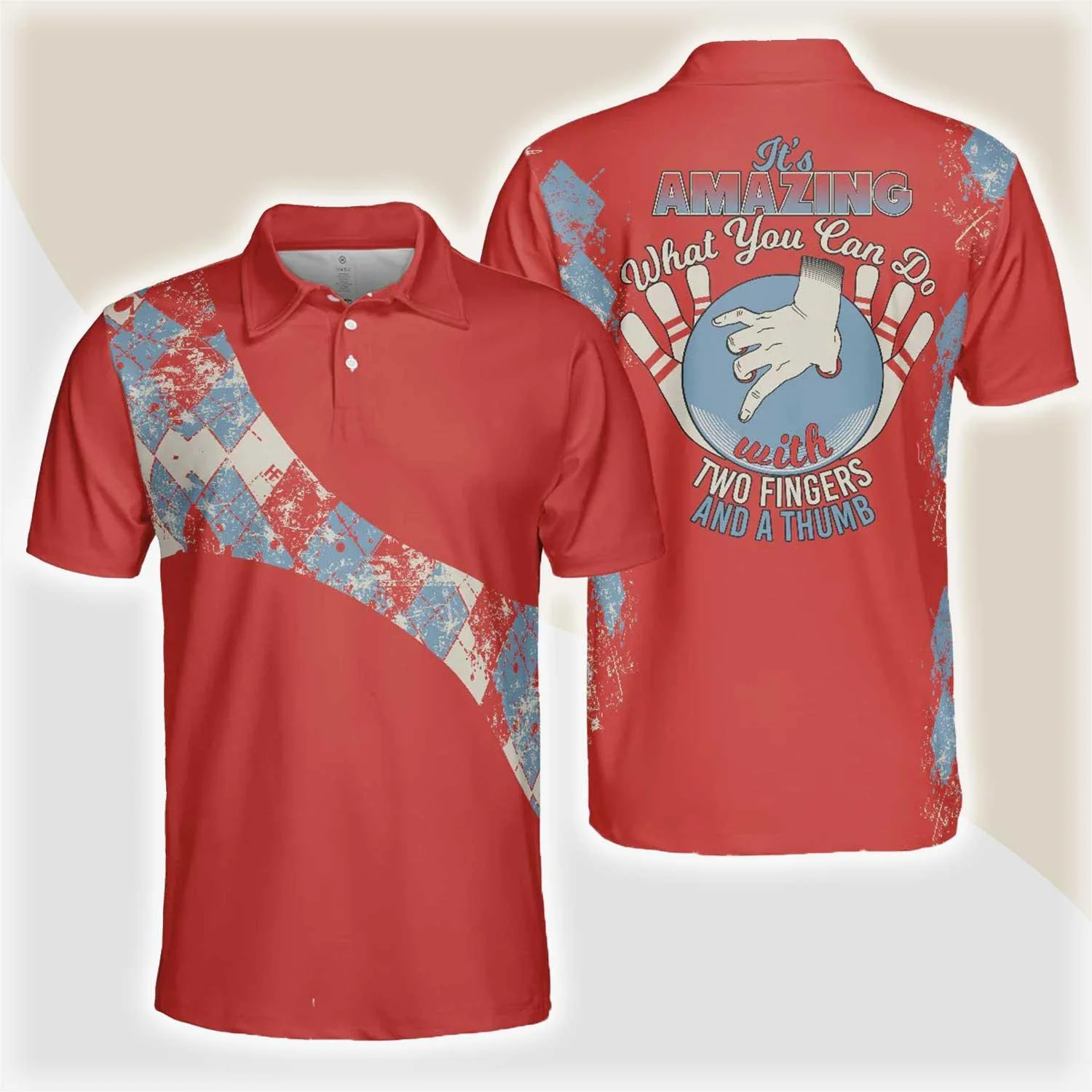 Bowling Men Polo Shirt - It's Amazing What You Can Do With Two Fingers & A Thumb Bowling Polo Shirt - Gift For Friend, Family, Bowling Lovers