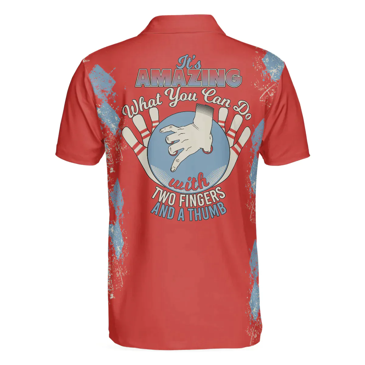 Bowling Men Polo Shirt - It's Amazing What You Can Do With Two Fingers & A Thumb Bowling Polo Shirt - Gift For Friend, Family, Bowling Lovers - Image 3
