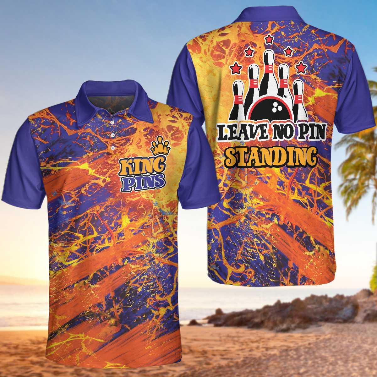 Bowling Men Polo Shirt - Leave No Pin Standing Bowling, Dynamic Sports Bowling Polo Shirt - Gift For Friend, Family, Bowling Lovers