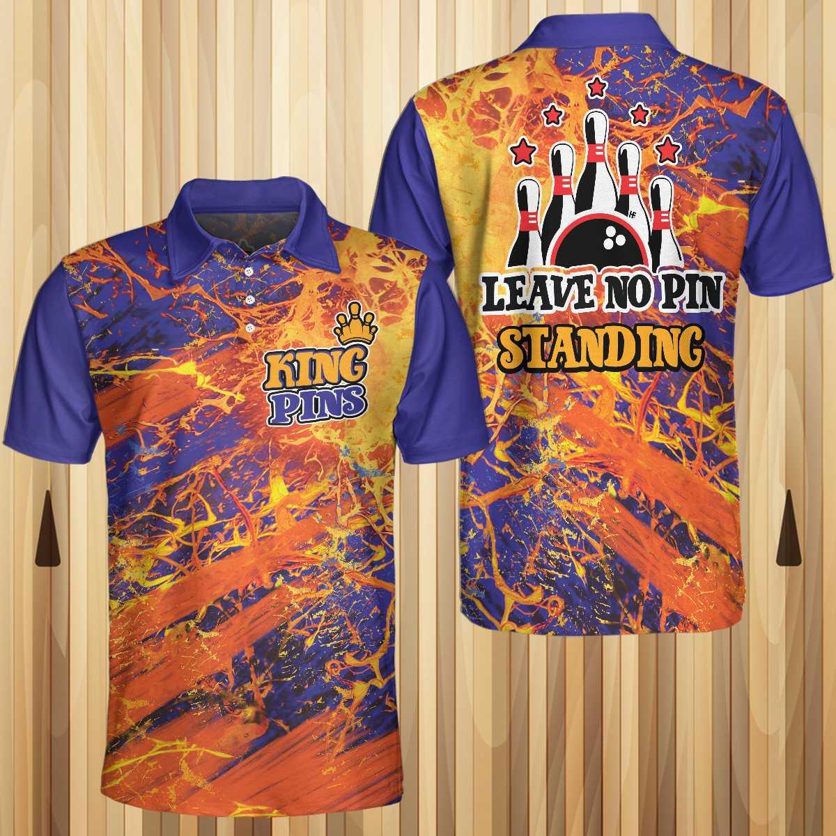 Bowling Men Polo Shirt - Leave No Pin Standing Bowling, Dynamic Sports Bowling Polo Shirt - Gift For Friend, Family, Bowling Lovers - Image 4