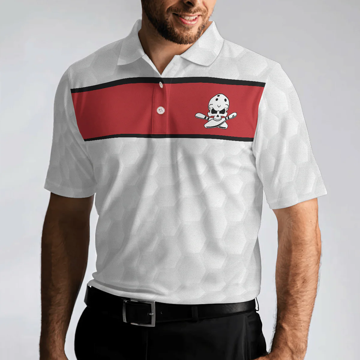 Bowling Men Polo Shirt - Red And White Skull Bowling Polo Shirt - Gift For Friend, Family, Bowling Lovers - Image 6