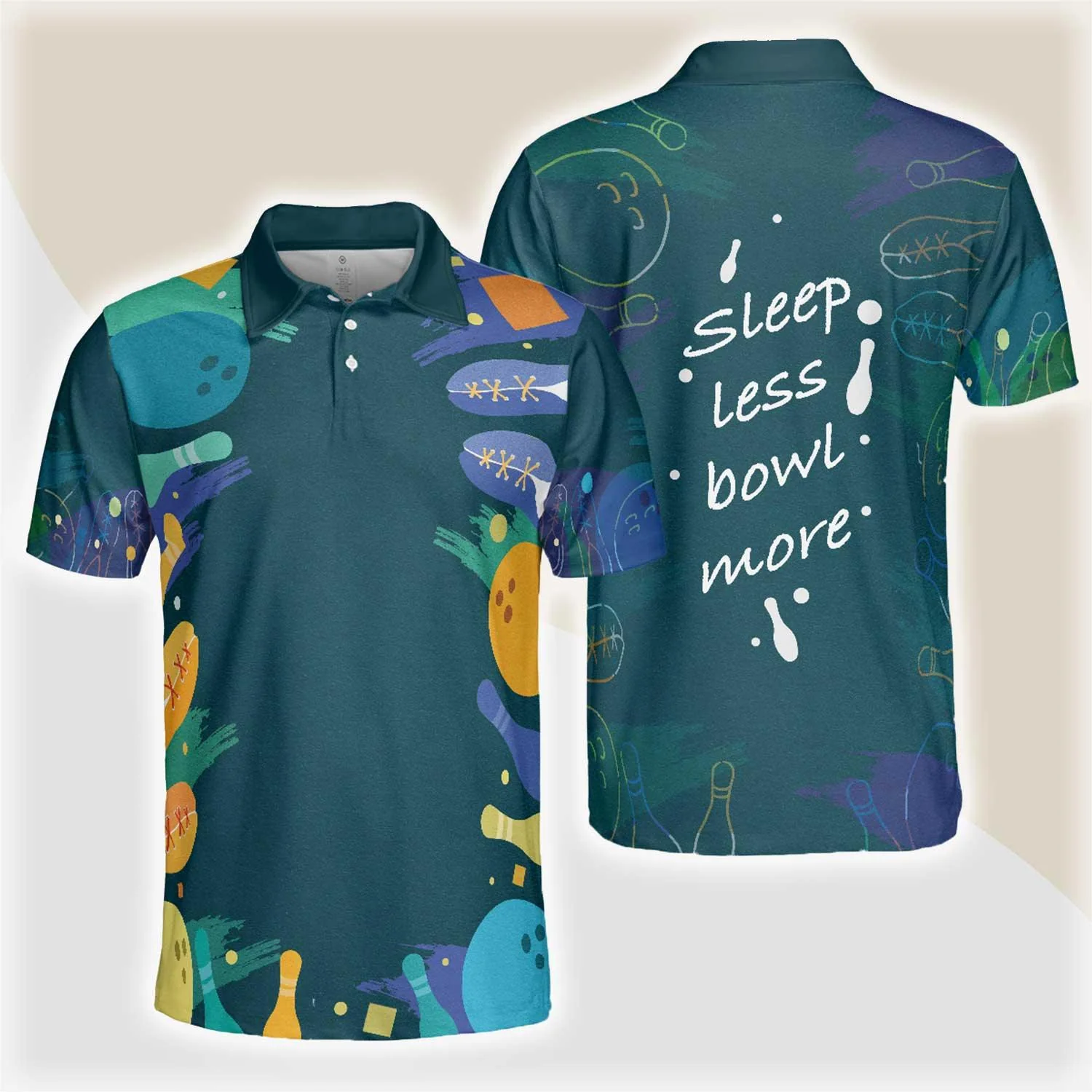 Bowling Men Polo Shirt - Sleep Less Bow More Mens Green Bowling Polo Shirt - Gift For Friend, Family, Bowling Lovers