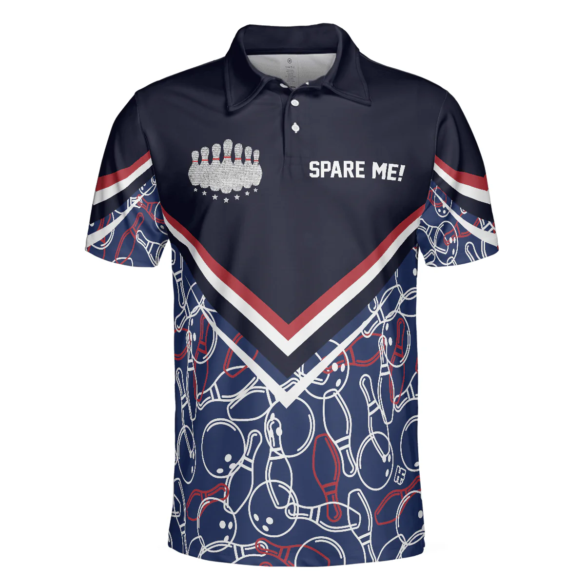 Bowling Men Polo Shirt - Spare Me Bowling, Bowling Ball And Pin Pattern Bowling Polo Shirt - Gift For Friend, Family, Bowling Lovers - Image 4