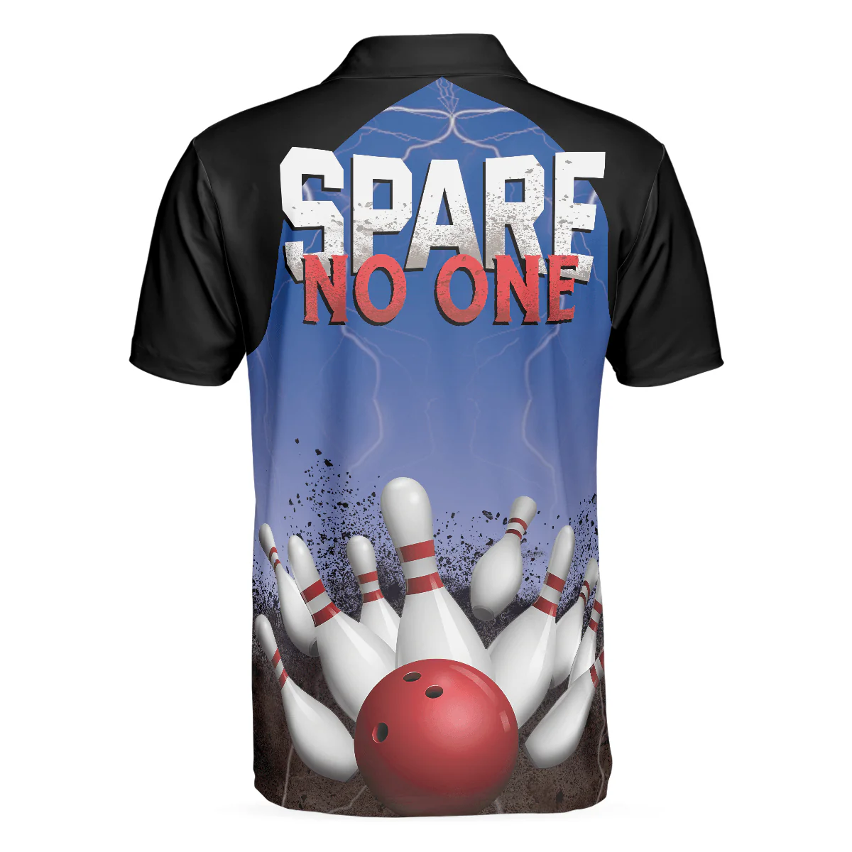 Bowling Men Polo Shirt - Spare No One Bowling Polo Shirt, Black And Blue Tenpin Bowling Polo Shirt For Men, Cool Bowling Polo Shirt - Gift For Friend, Family, Bowling Lovers - Image 3