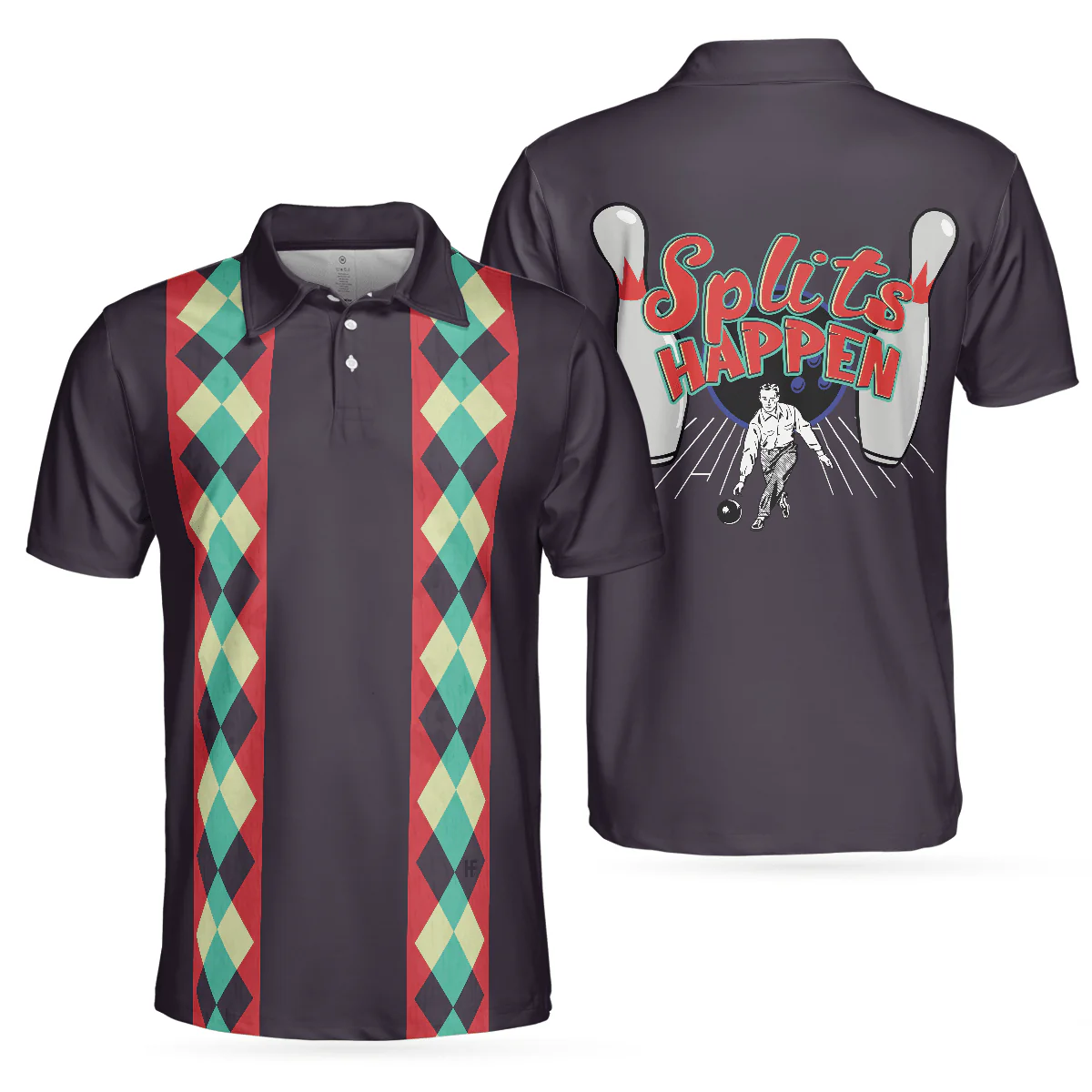 Bowling Men Polo Shirt - Splits Happen Bowling Polo Shirt, Plaid Pattern Polo Bowling Polo Shirt - Gift For Friend, Family, Bowling Lovers - Image 2