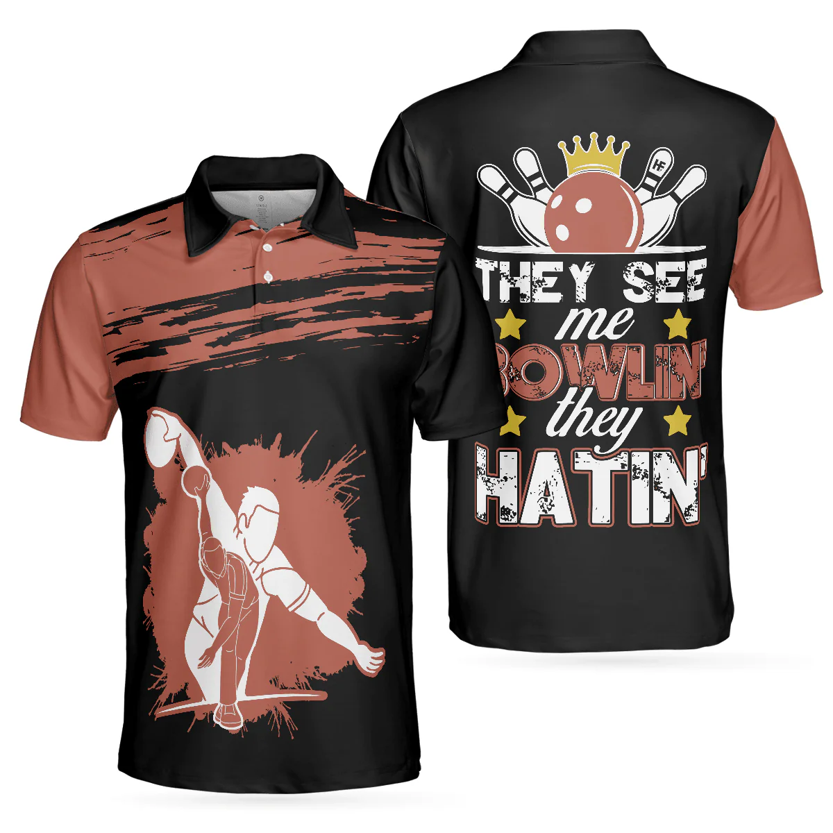 Bowling Men Polo Shirt - They See Me Bowlin' They Hatin' Bowling Polo Shirt - Gift For Friend, Family, Bowling Lovers - Image 2