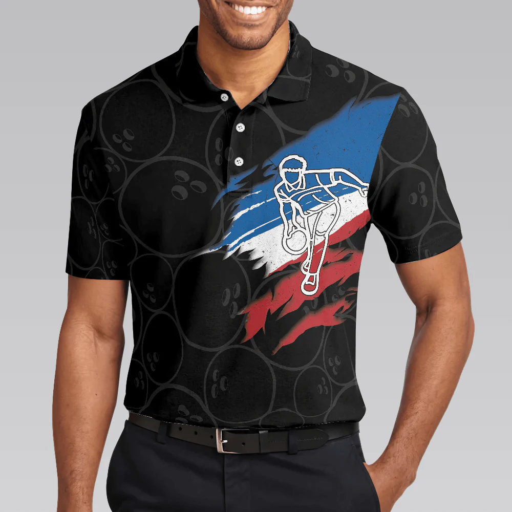 Bowling Men Polo Shirt - Three Fingers Bowling Polo Shirt, Black Bowling Polo Shirt - Gift For Friend, Family, Bowling Lovers - Image 6