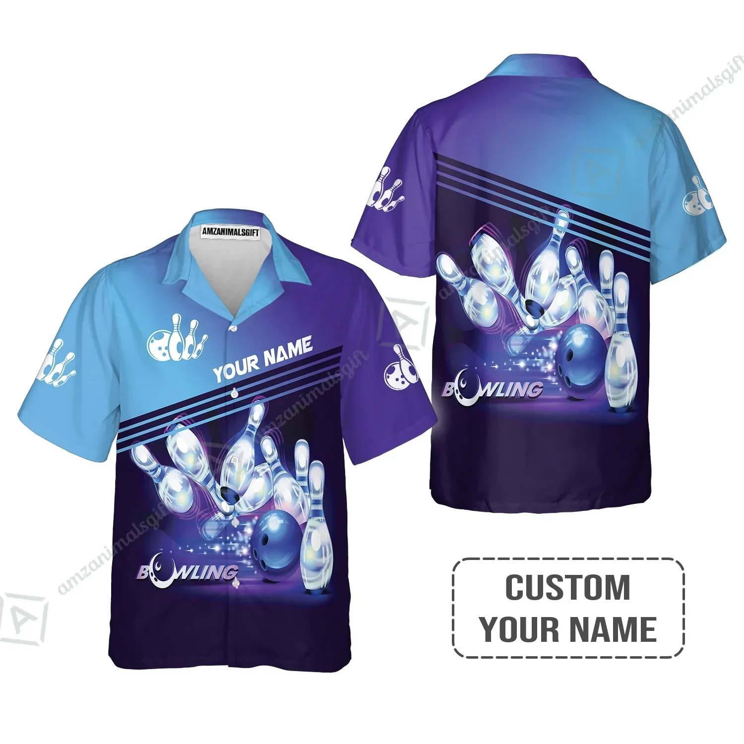 Bowling Polo Shirt With Custom Name, Personalized Blue Bowling Polo Shirt Uniform Players, Perfect Outfits For Bowling Lovers, Bowlers - Image 5