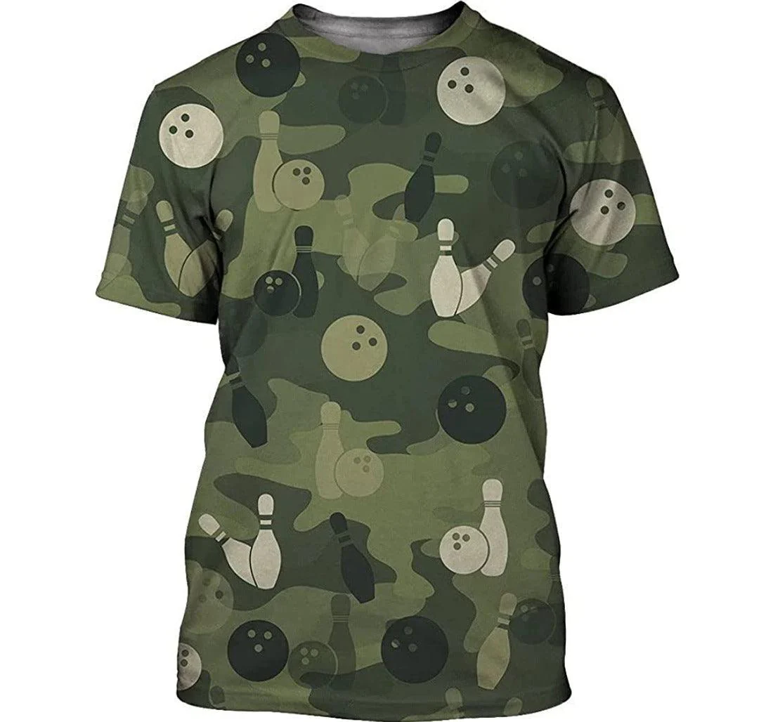 Bowling T Shirts, Bowling Camouflage Player Shirt For Men, Bowling Team Players Uniform - Perfect Gift For Bowling Lovers, Bowlers