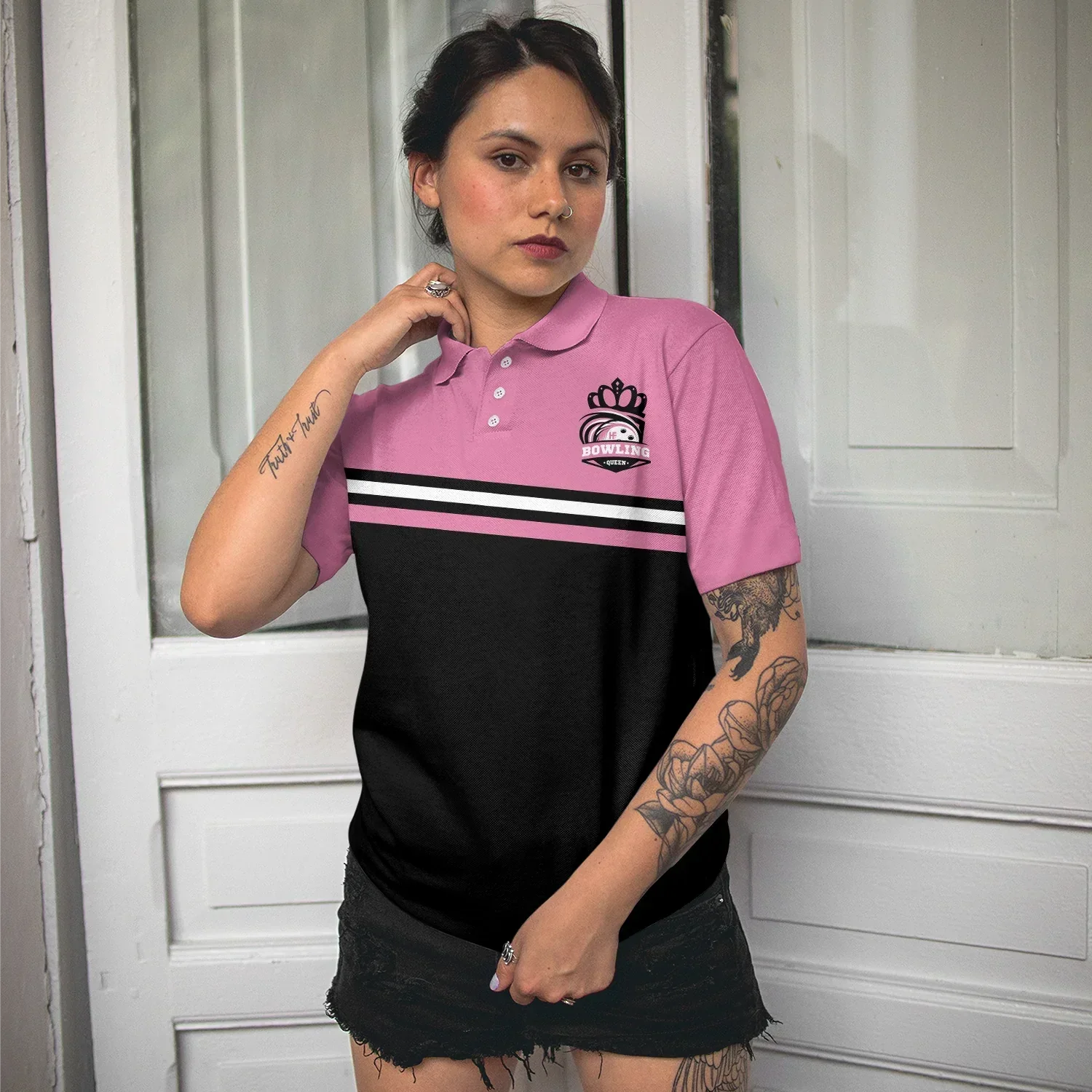 Bowling Women Polo Shirt - Black And Pink Polo Shirt, I'm A Classy Sassy Bowling Polo Shirt - Gift For Wife, Family, Bowling Lovers - Image 5