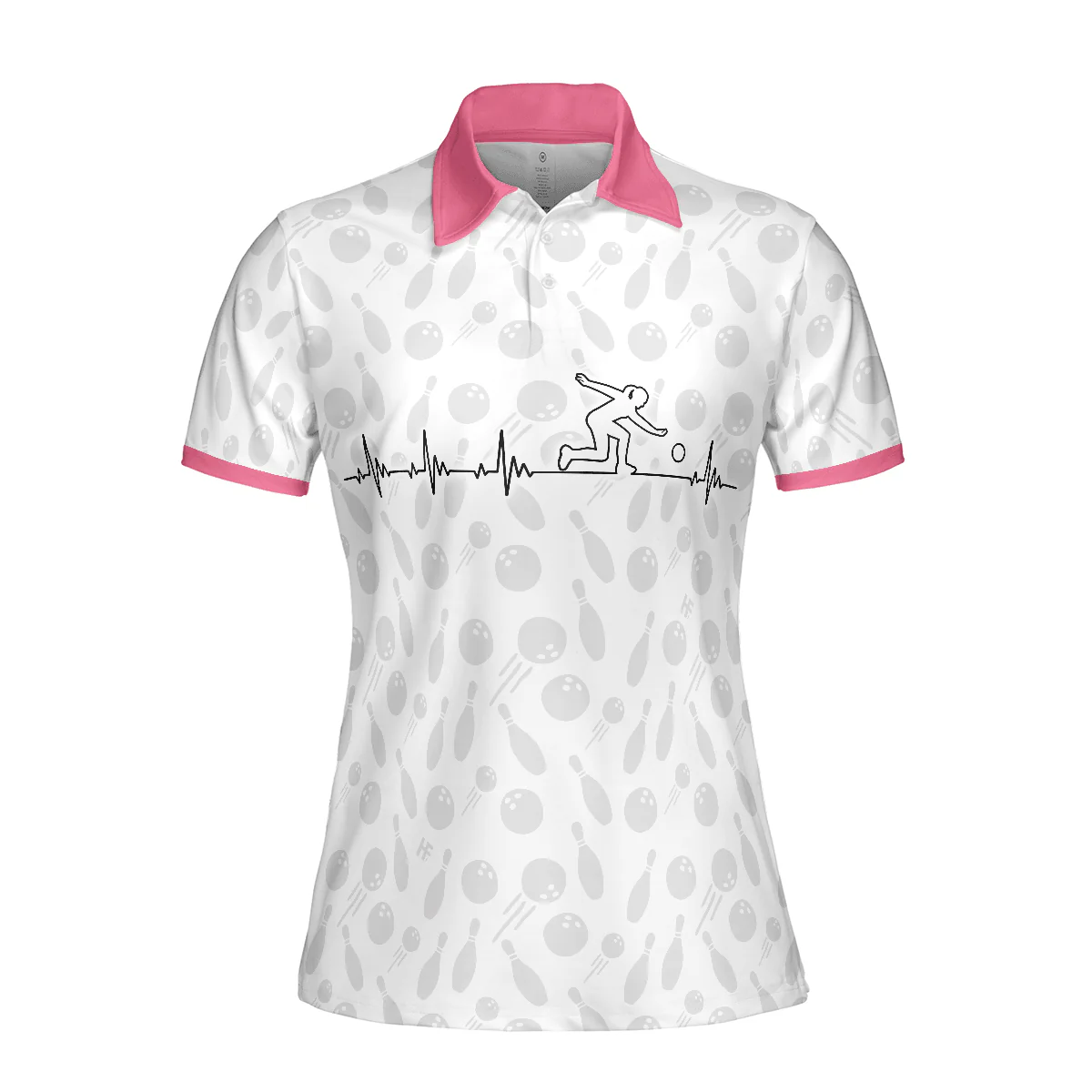 Bowling Women Polo Shirt - Bowling Is My Heart Bowling Polo Shirt, Bowling Balls And Pins Pattern Bowling Polo Shirt - Gift For Wife, Family, Bowling Lovers - Image 4