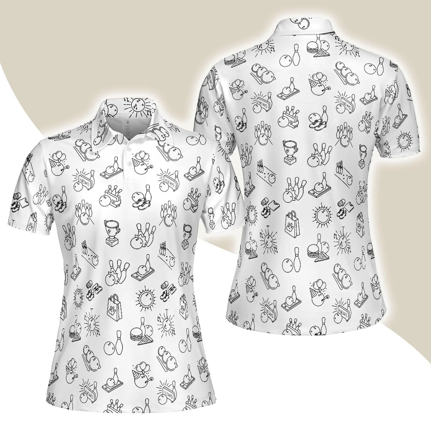Bowling Women Polo Shirt - Bowling Pattern Polo Shirt, Cool Bowling Polo Shirt - Gift For Wife, Family, Bowling Lovers