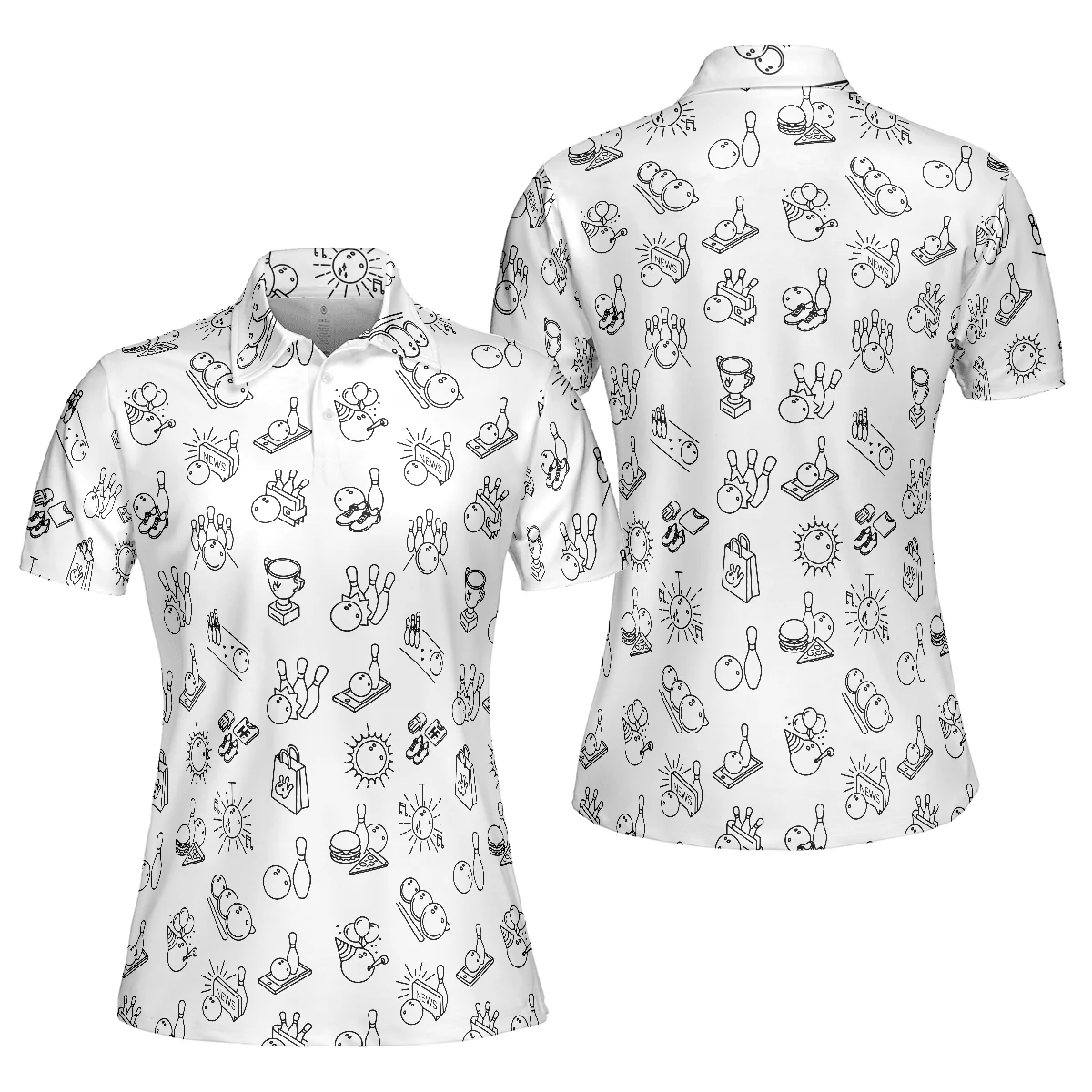 Bowling Women Polo Shirt - Bowling Pattern Polo Shirt, Cool Bowling Polo Shirt - Gift For Wife, Family, Bowling Lovers - Image 2