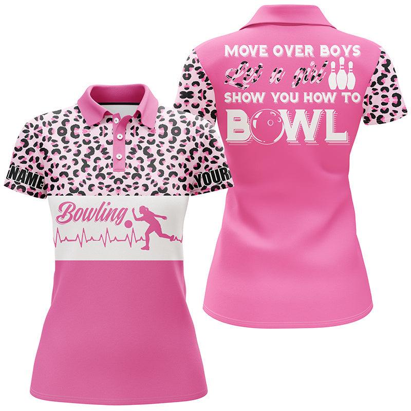Bowling Women Polo Shirt Custom Name - Bowling Pink Leopard Personalized Bowling Polo Shirt - Gift For Friend, Family, Bowling Lovers - Image 4