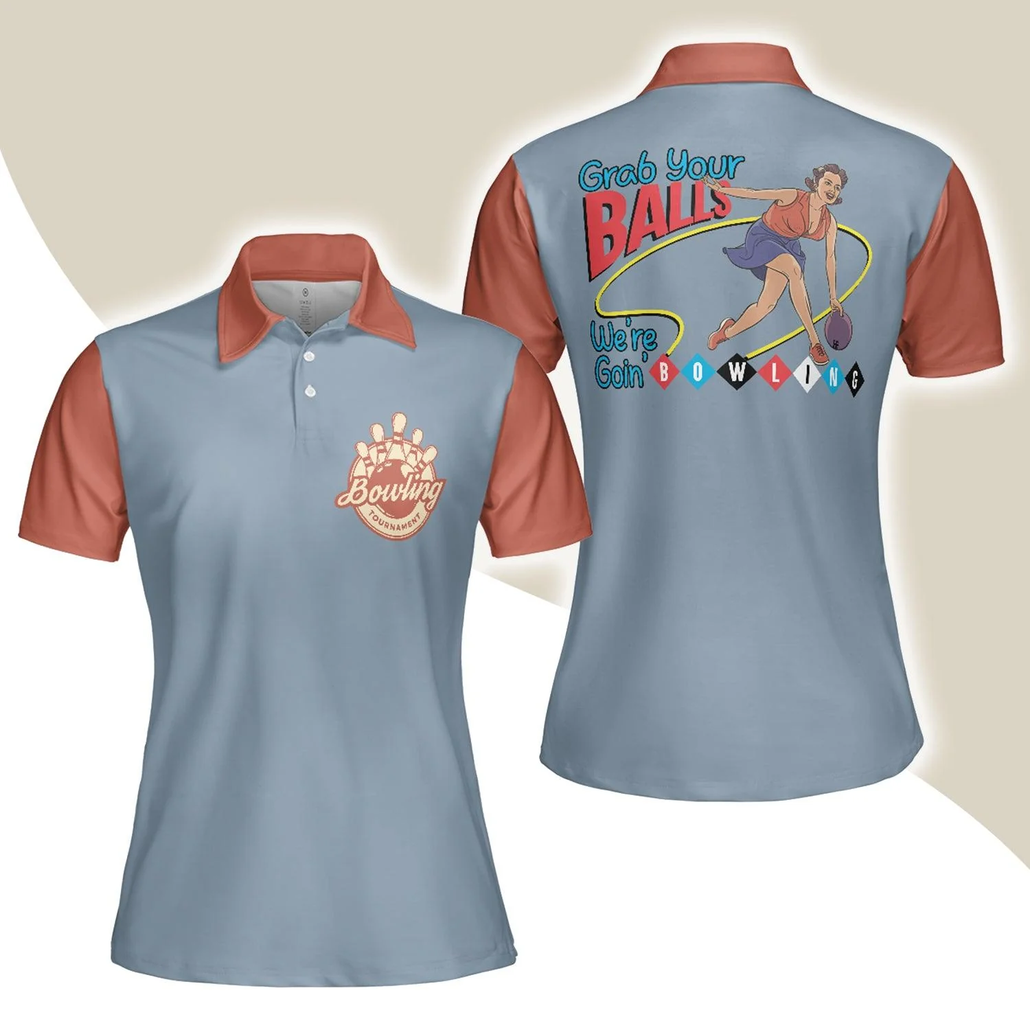Bowling Women Polo Shirt - Grab Your Balls We Are Going Bowling Polo Shirt - Gift For Wife, Family, Bowling Lovers