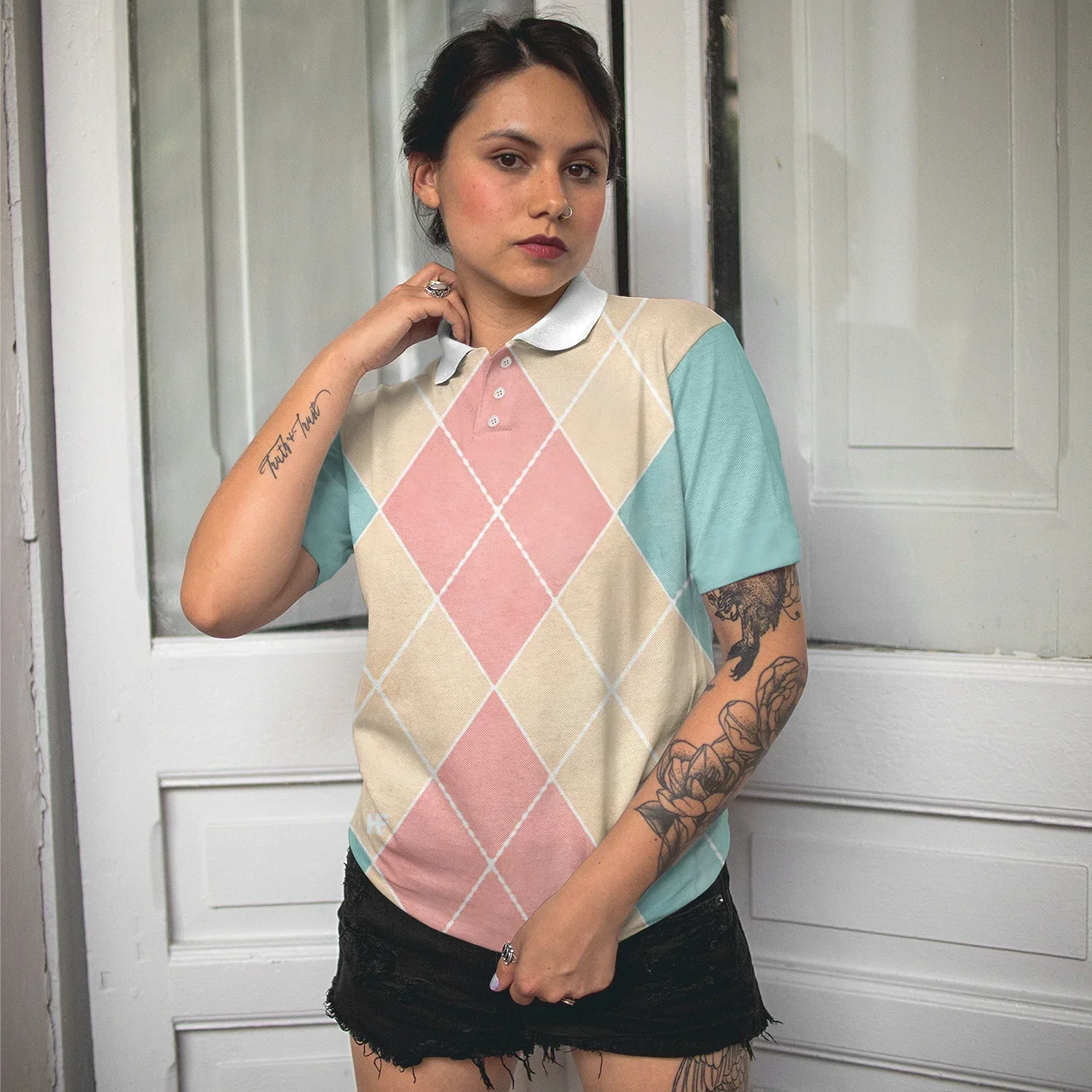 Bowling Women Polo Shirt - Plaid Pattern Bowling Polo Shirt, Just A Girl Who Loves Bowling Polo Shirt - Gift For Wife, Family, Bowling Lovers - Image 6