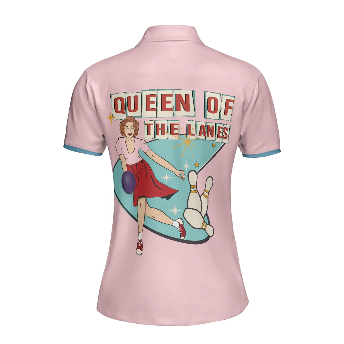 Bowling Women Polo Shirt - Queen Of The Lanes Polo Shirt, Pink Ladies Bowling Polo Shirt, Tenpin Bowling Polo Shirt - Gift For Wife, Family, Bowling Lovers - Image 3