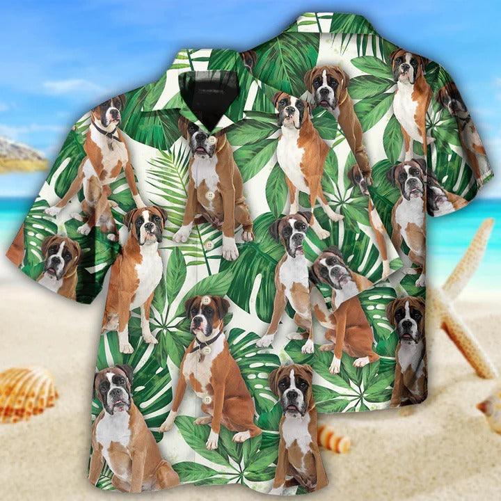 Boxer Aloha Hawaii Shirt - Dog Tropical Leaf Style Hawaiian Shirt For Summer - Perfect Gift For Dog Lovers, Friend, Family