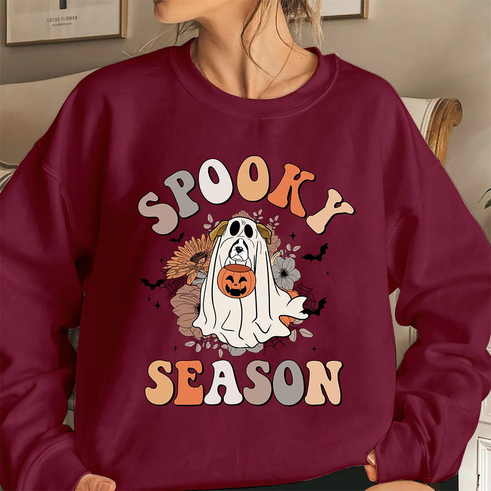 Boxer Sweatshirt, Spooky Season Boxer Sweatshirt, Ghost Boxer Shirt, Boxer Halloween Sweatshirt - Image 3