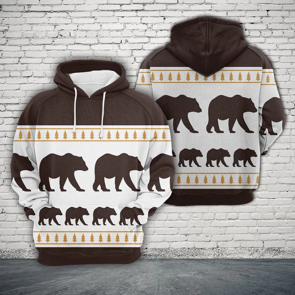 Brown Bear Pattern Pullover Premium Hoodie, Perfect Gift And Outfit For Bear Lovers - Image 2