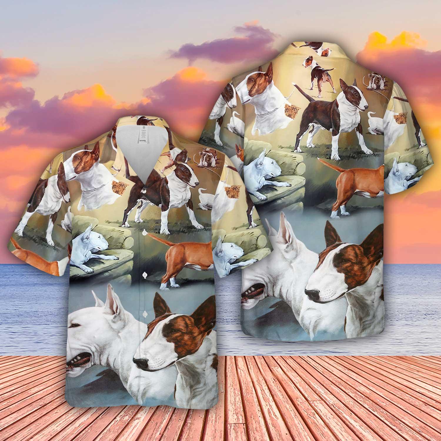 Bull Terrier Aloha Hawaii Shirt - Dog Lover Art Style Hawaiian Shirt For Summer - Perfect Gift For Dog Lovers, Friend, Family - Image 7