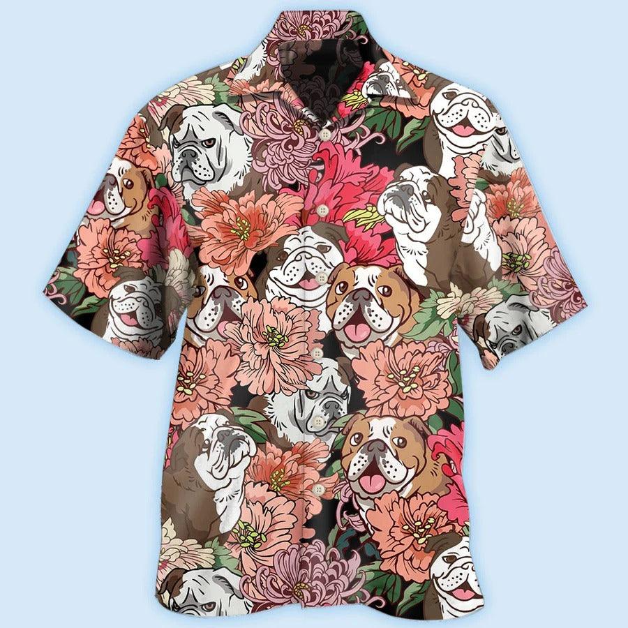 Bulldog Aloha Hawaii Shirt - Bulldog And Lovely Flowers Hawaiian Shirt For Summer - Perfect Gift For Dog Lovers, Friend, Family - Image 2