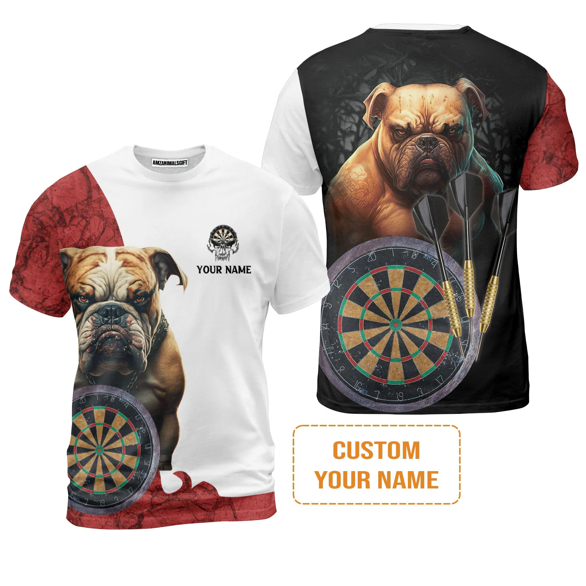 Bulldog And Darts Custom Name Men's Long Sleeve Polo Shirt, Bullseye Dartboard Personalized Long Sleeve Polo Shirt - Gift For Darts Lovers, Friends, Team, Dog Lovers - Image 7