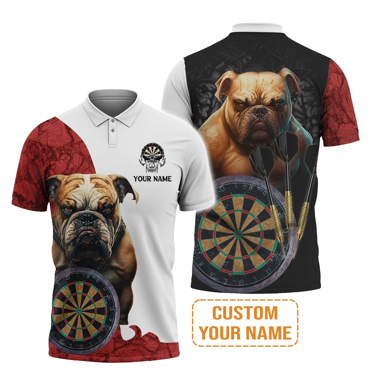 Bulldog And Darts Custom Name Sweatshirt, Bullseye Dartboard Personalized Sweatshirt - Gift For Darts Lovers, Friends, Team, Dog Lovers - Image 6