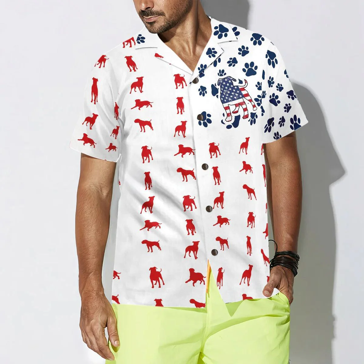 Bulldog Hawaiian Shirt, American Flag Hawaiian Shirt - Perfect Gift For Dog Lover, Friend, Family