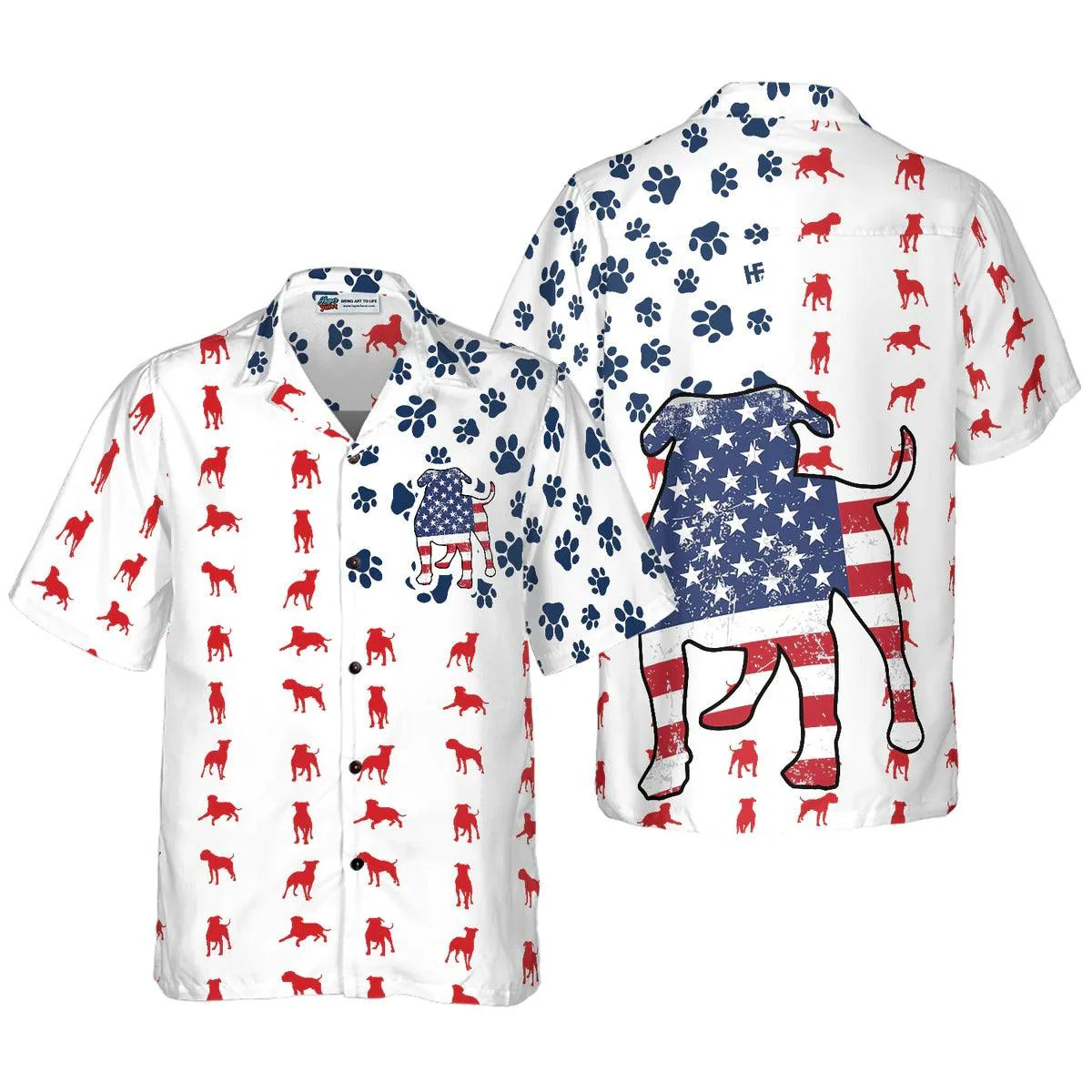Bulldog Hawaiian Shirt, American Flag Hawaiian Shirt - Perfect Gift For Dog Lover, Friend, Family - Image 3