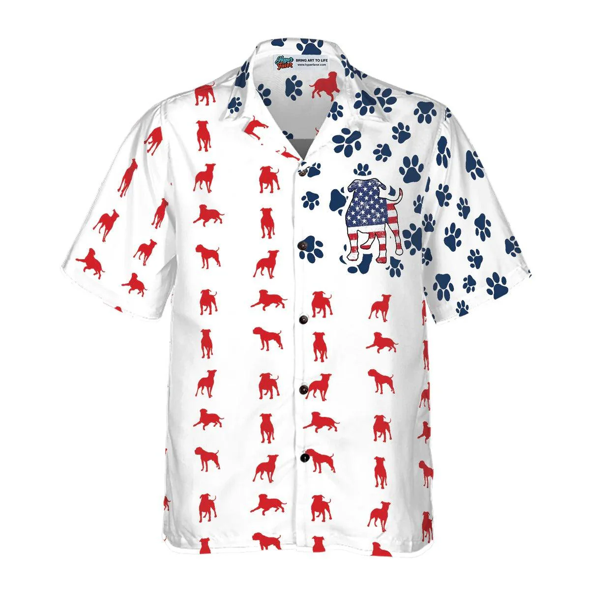 Bulldog Hawaiian Shirt, American Flag Hawaiian Shirt - Perfect Gift For Dog Lover, Friend, Family - Image 5