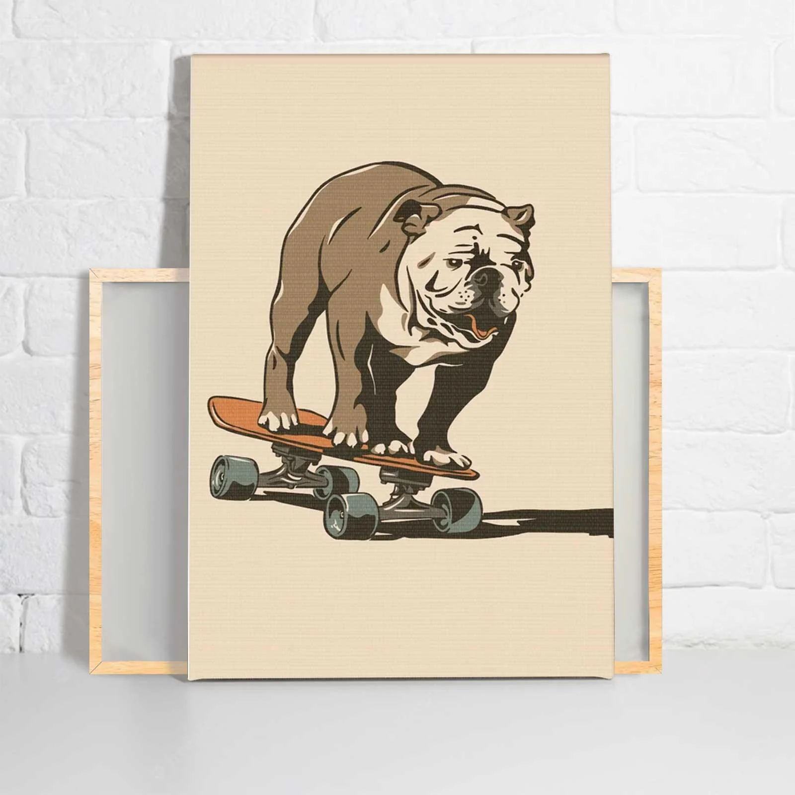 Bulldog Portrait Canvas - Bulldog On A Skateboard - Perfect Gift For Bulldog Lovers, Dog Lovers, Bulldog Owners - Image 2