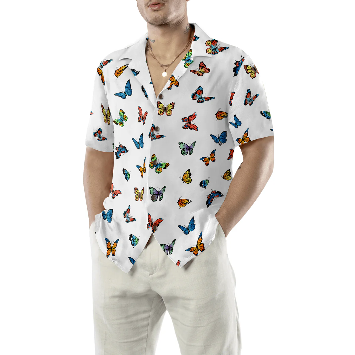 Butterfly Hawaiian Shirt, Beautiful Butterfly Aloha Shirt For Men - Perfect Gift For Husband, Boyfriend, Friend, Family - Image 5