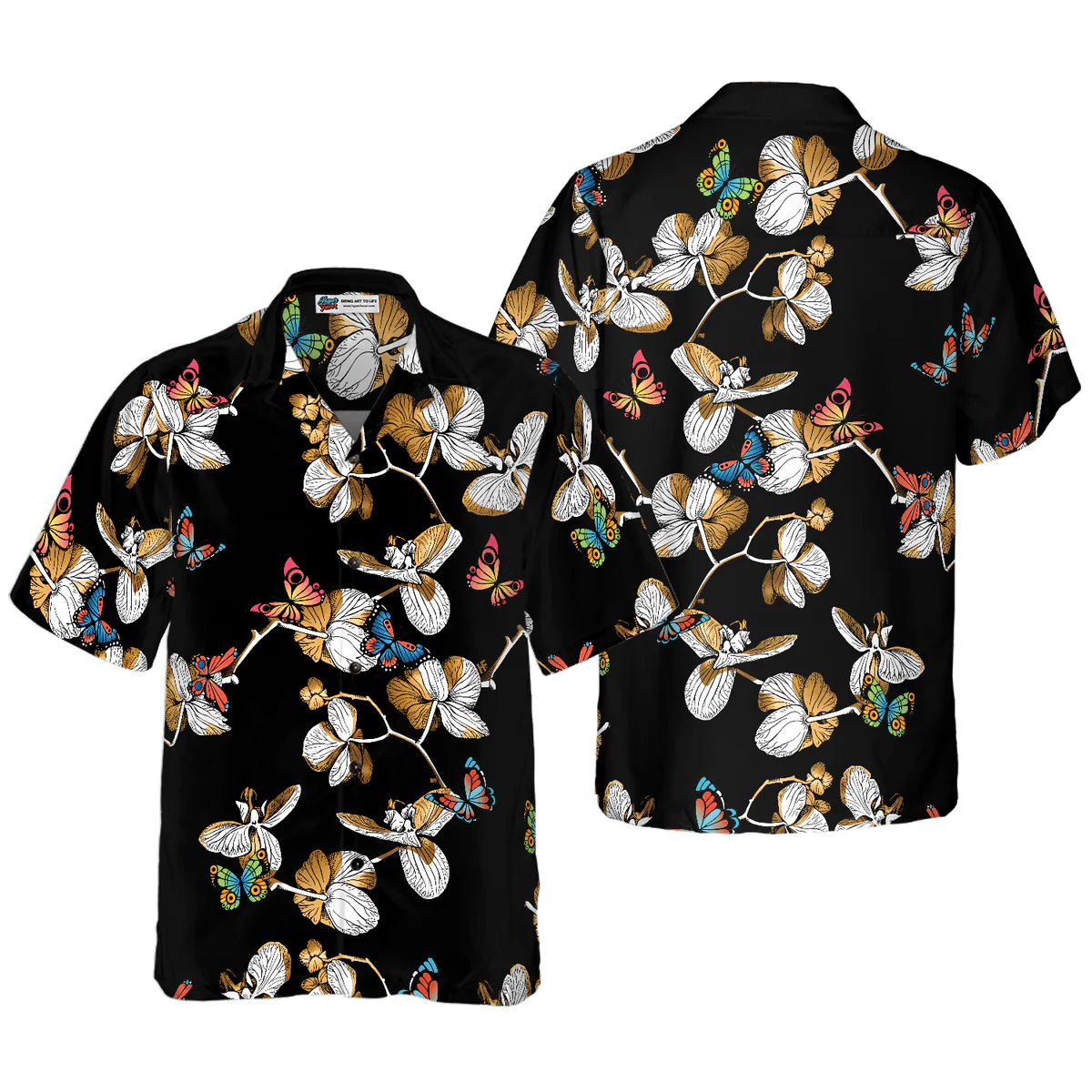 Butterfly Hawaiian Shirt, Floral Butterflies Pattern Aloha Shirt For Men - Perfect Gift For Husband, Boyfriend, Friend, Family
