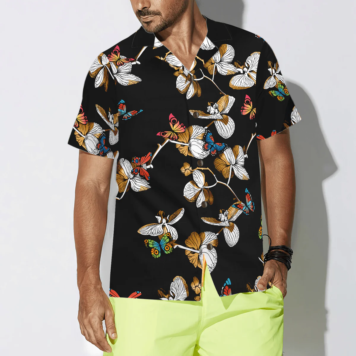Butterfly Hawaiian Shirt, Floral Butterflies Pattern Aloha Shirt For Men - Perfect Gift For Husband, Boyfriend, Friend, Family - Image 4