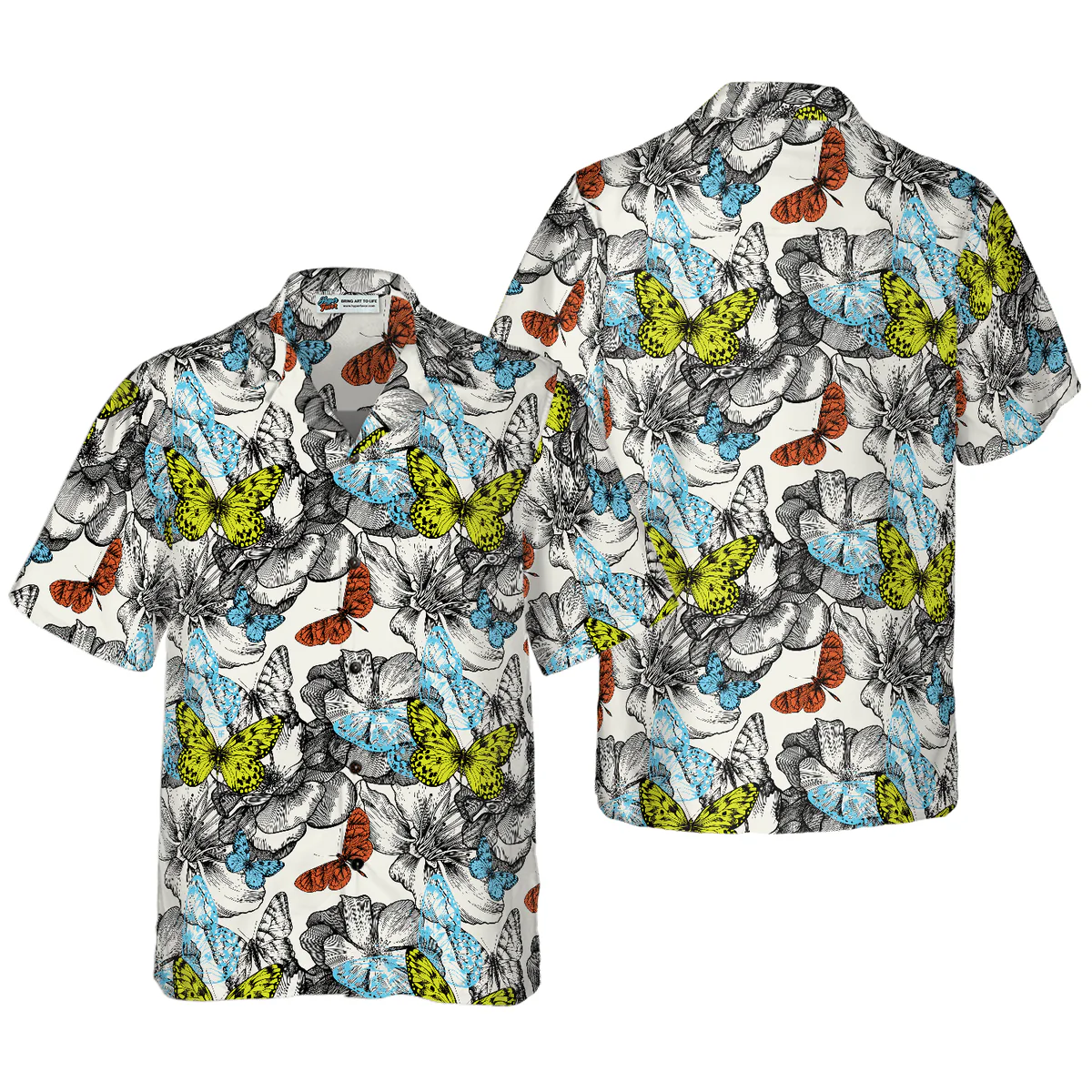 Butterfly Hawaiian Shirt, Flying Butterflies Aloha Shirt For Men - Perfect Gift For Husband, Boyfriend, Friend, Family