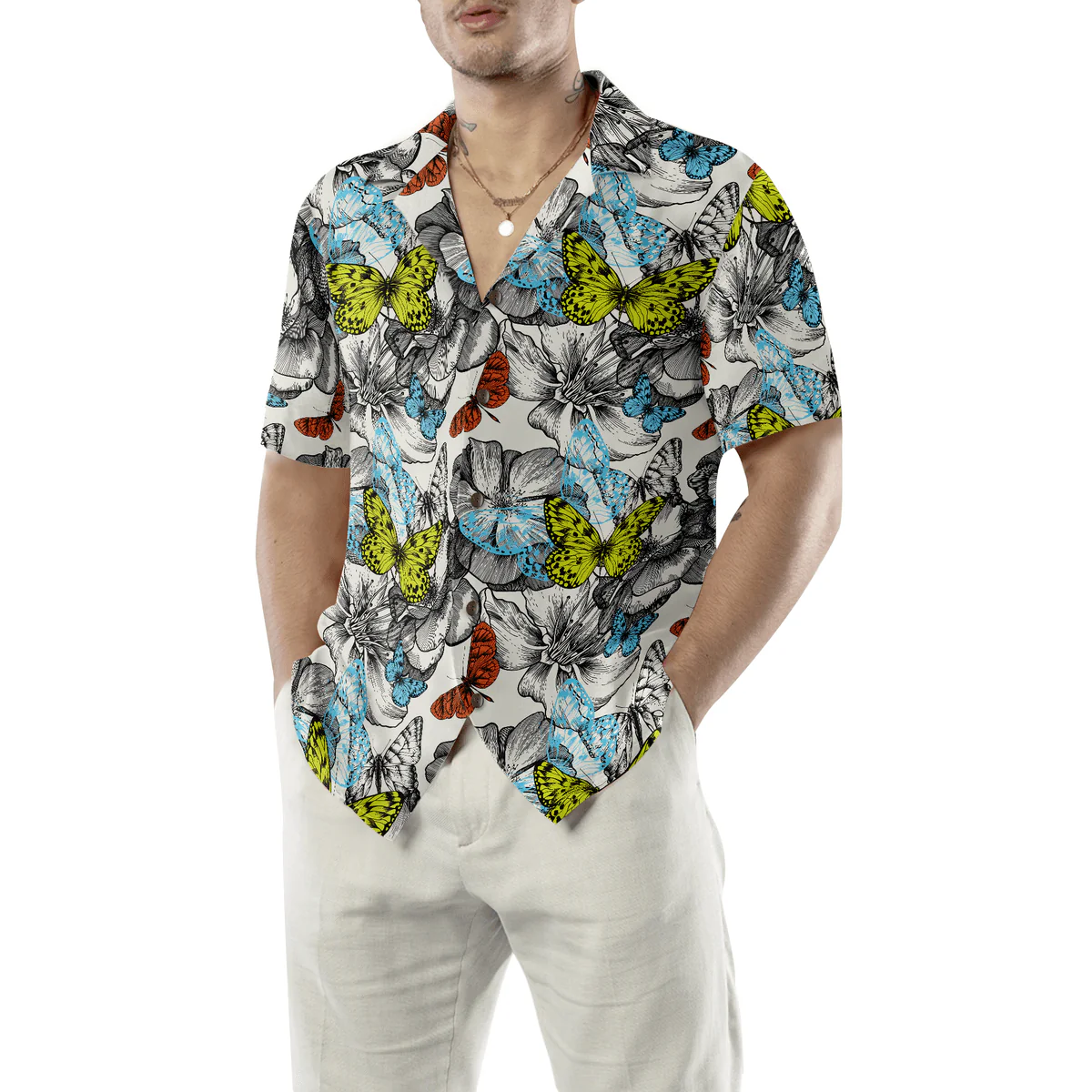 Butterfly Hawaiian Shirt, Flying Butterflies Aloha Shirt For Men - Perfect Gift For Husband, Boyfriend, Friend, Family - Image 5