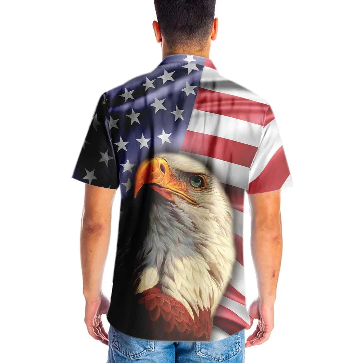 Eagle Hawaiian Shirt, American Eagle USA Flag Aloha Shirt For Men - Perfect Gift For Husband, Boyfriend, Friend, Family - Image 5