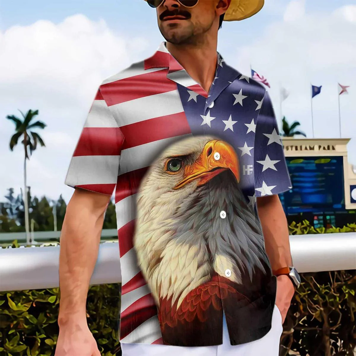 Eagle Hawaiian Shirt, American Eagle USA Flag Aloha Shirt For Men - Perfect Gift For Husband, Boyfriend, Friend, Family - Image 7
