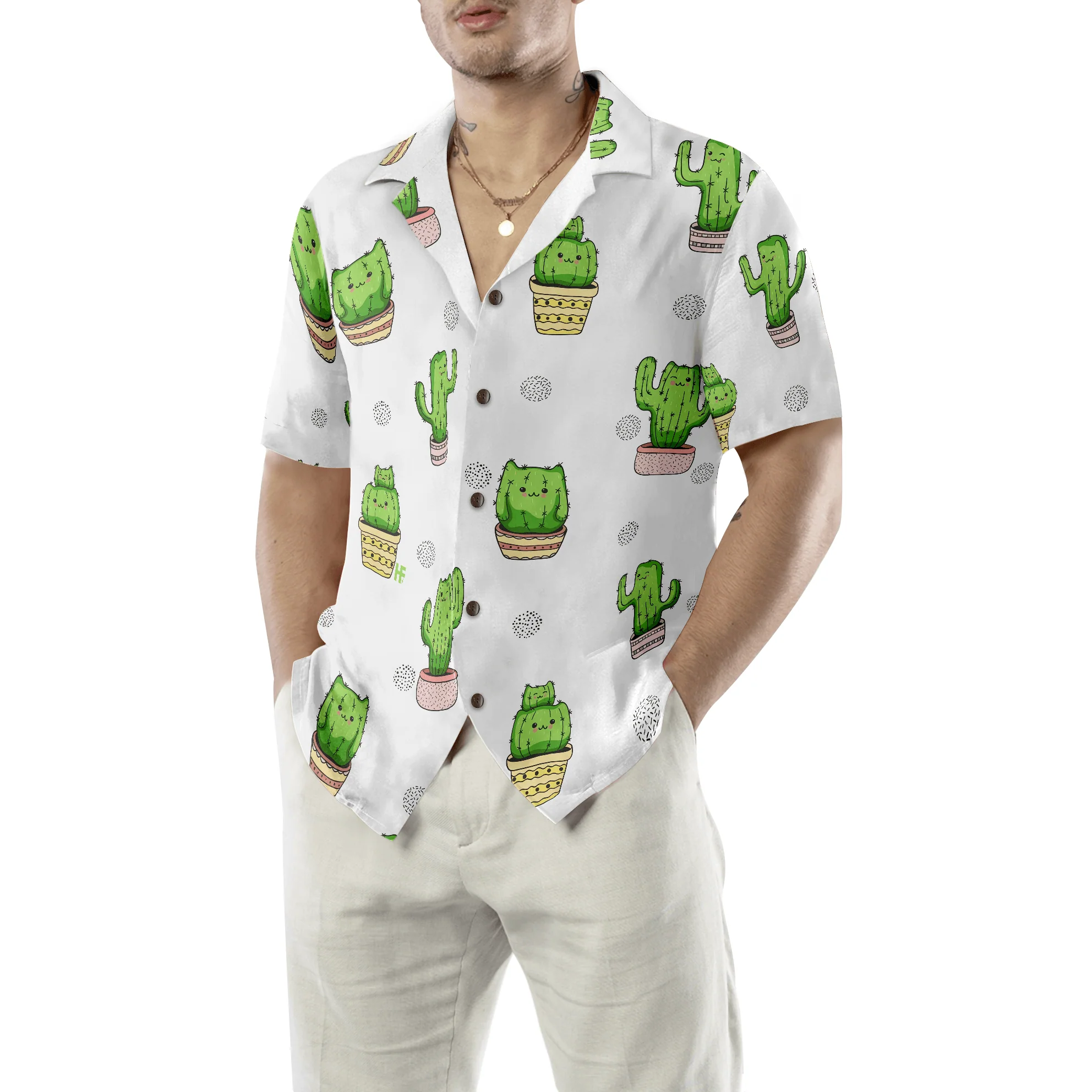 Cactus Cats Aloha Hawaiian Shirt For Summer, Colorful Shirt For Men Women, Perfect Gift For Friend, Team, Family, Cat Lovers - Image 5
