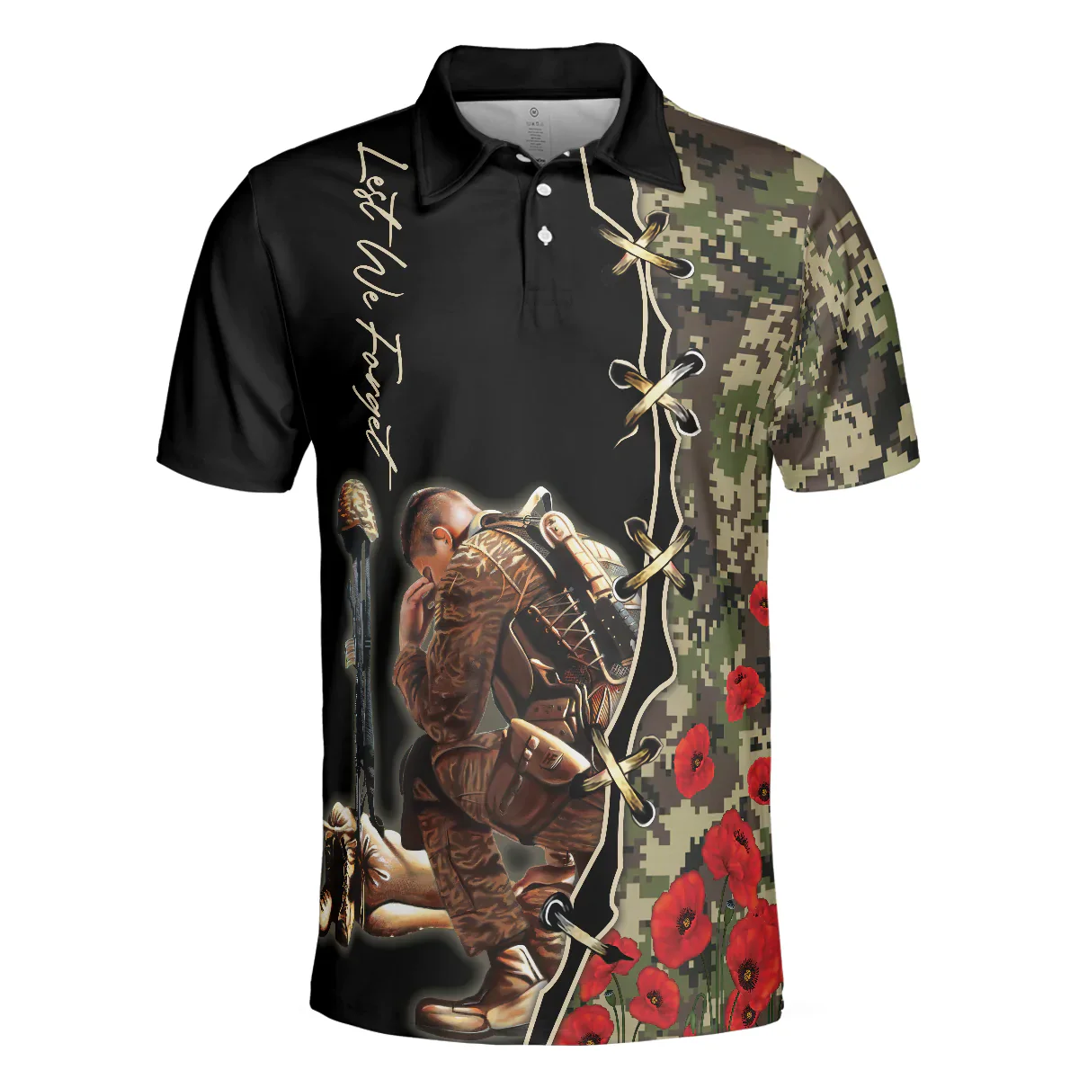 Camouflage Men Polo Shirt, Lest We Forget Polo Shirt, Thoughtful Gift For Veteran Day, Veteran Shirt For Proud War Veterans - Image 4