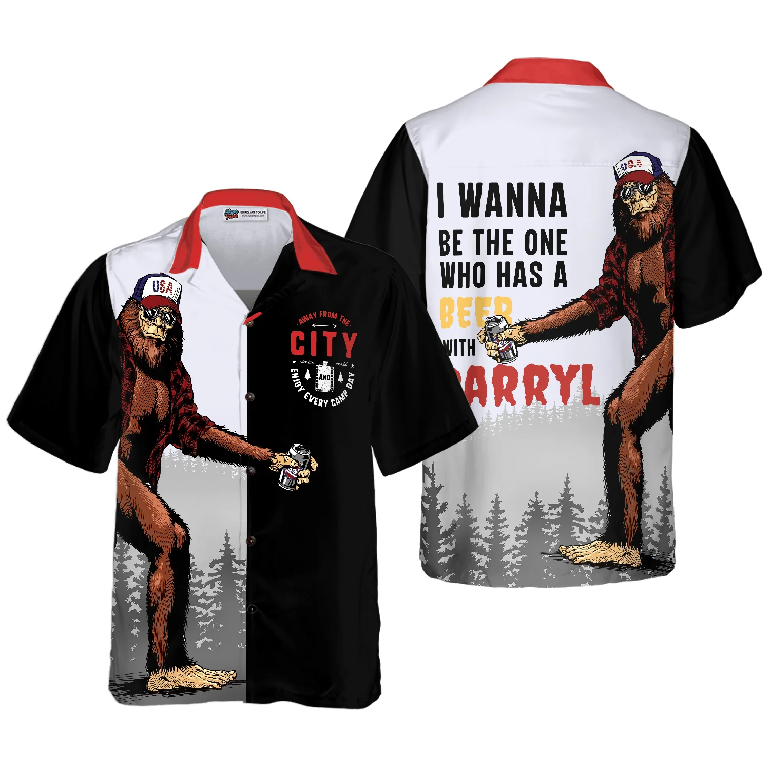 Camping Bigfoot Hawaiian Shirt, Camping & Drunk With Darryl, Colorful Summer Aloha Shirt For Men Women, Perfect Gift For Friend, Family, Husband