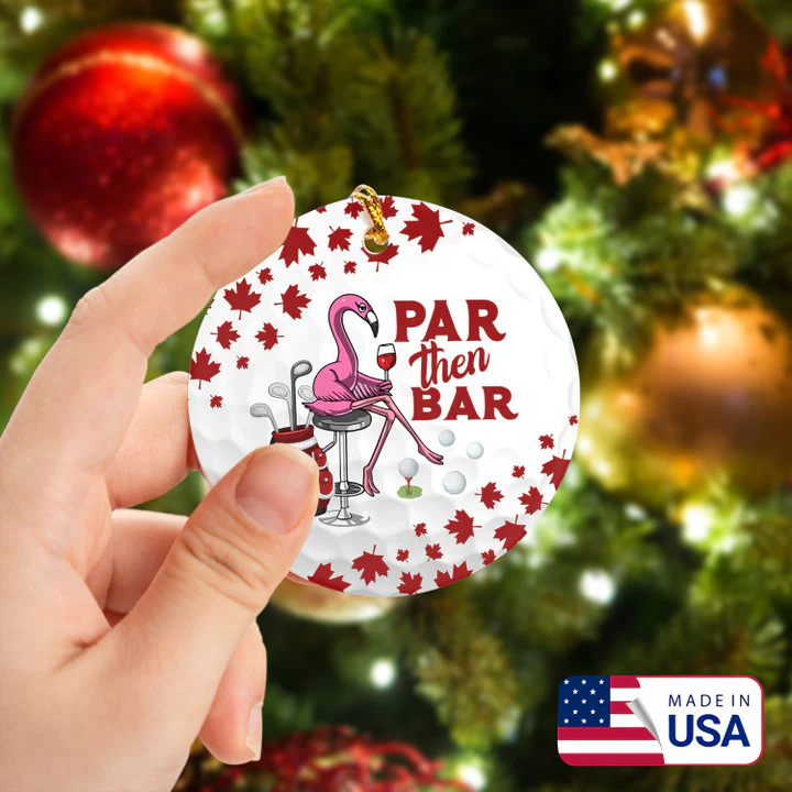 Canada Flamingo Par Then Bar Golf Women Circle Ceramic Ornament, Christmas Golf Ceramic Ornament - Best Gift For Golf Lovers, Christmas - Image 2